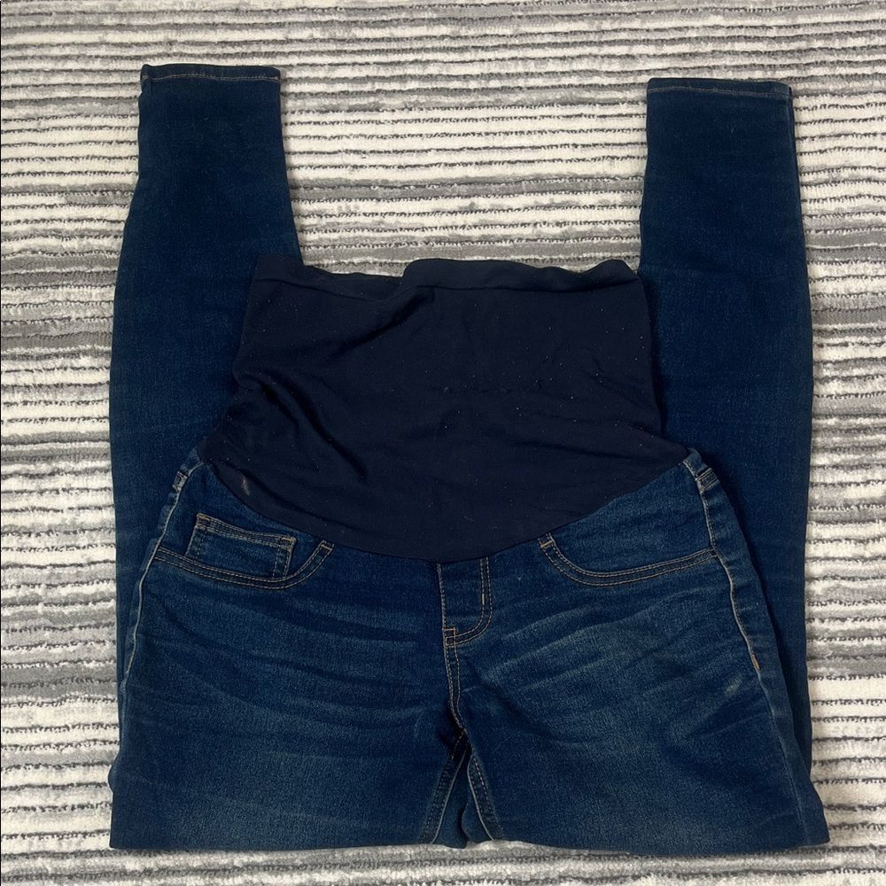 Dark Blue Maternity Jeggings with Stretch Panel